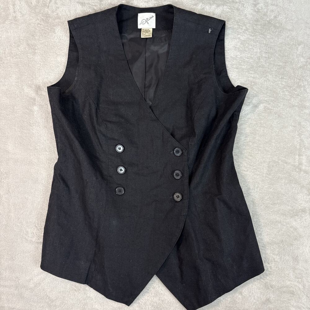 Vtg Fashion Options 90s double-breasted vest Capsule Black Fitted Minimalist 12